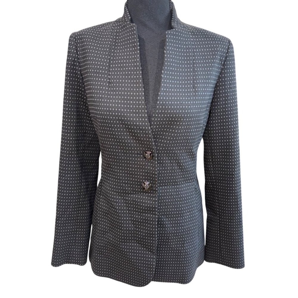 NWT Etcetera Designer Classic Black White Polka Dot Blazer Jacket Office Siren